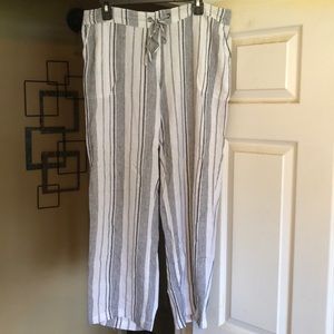 Black and white striped pants